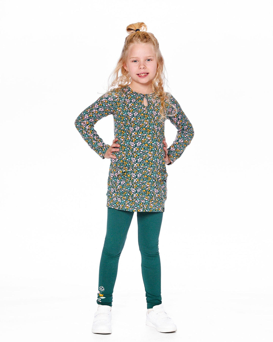 Jersey Tunic Green With Floral Print