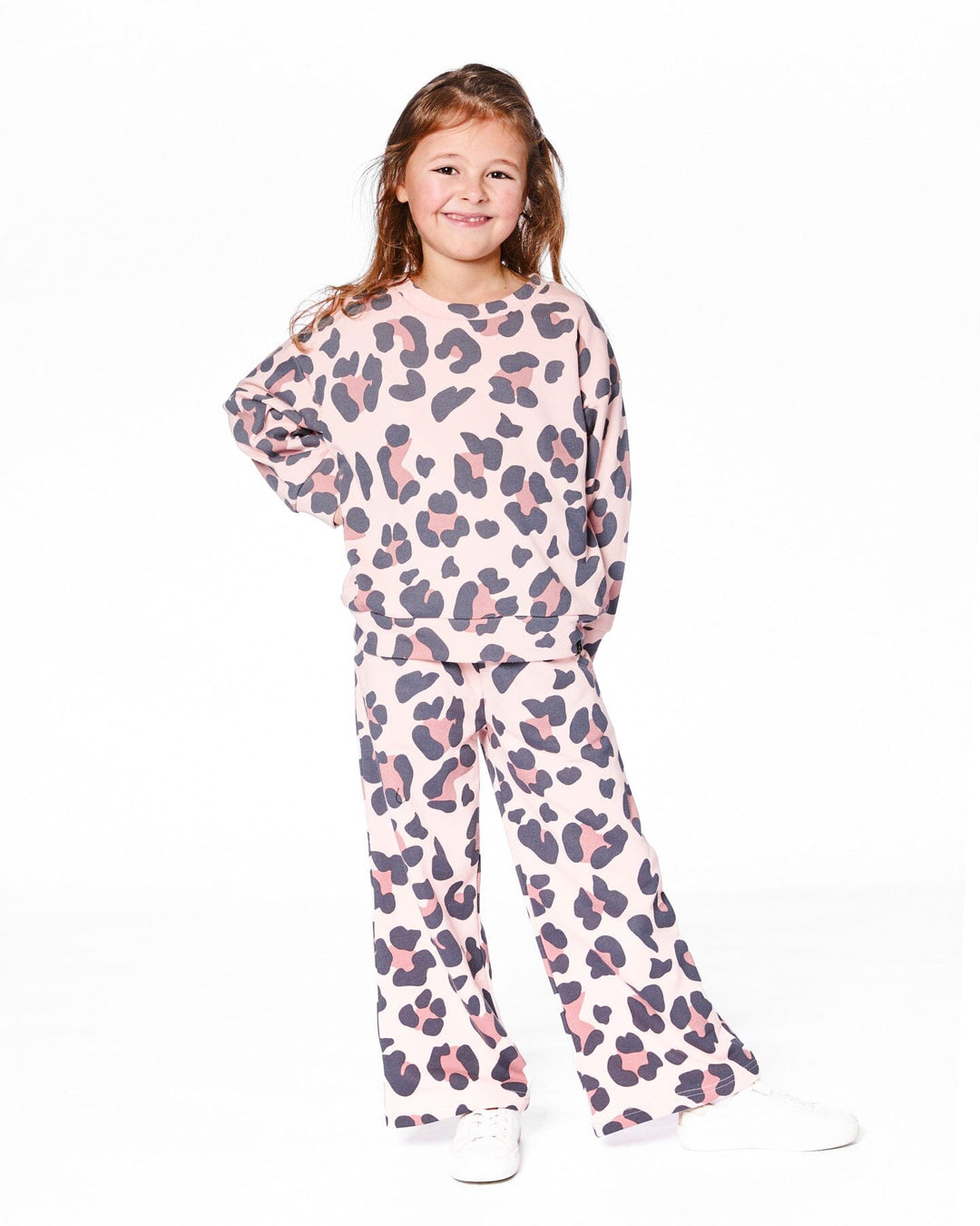 French Terry Sweatshirt Pink Leopard