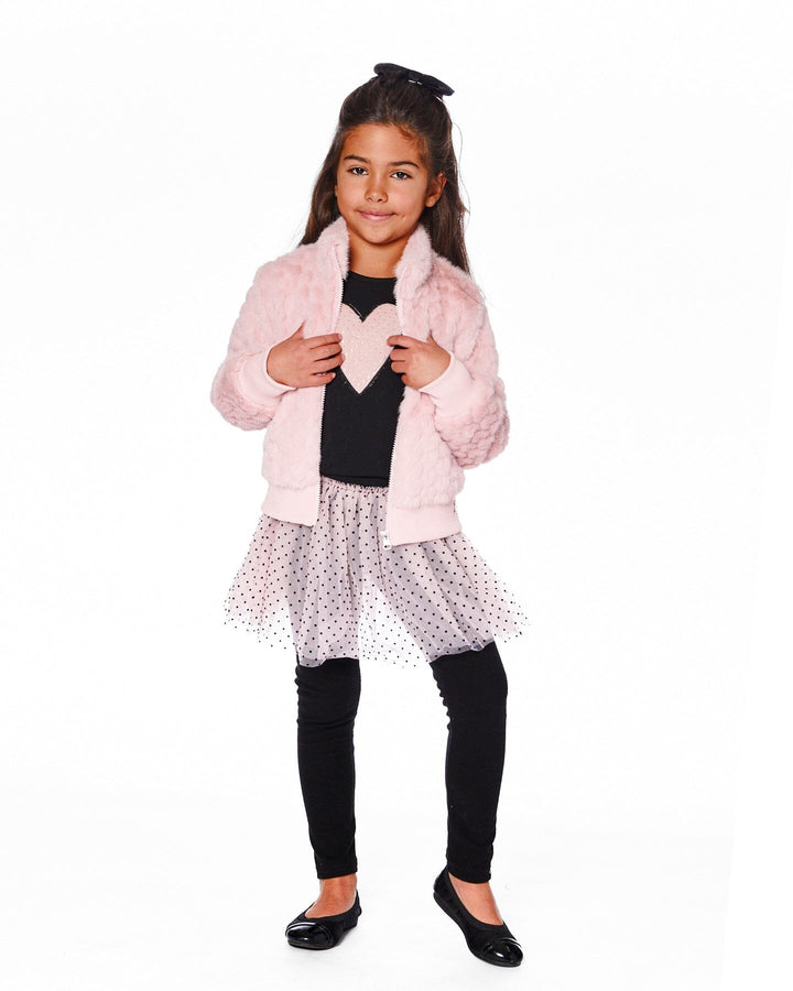 Faux Fur Jacquard Jacket Dusty Pink