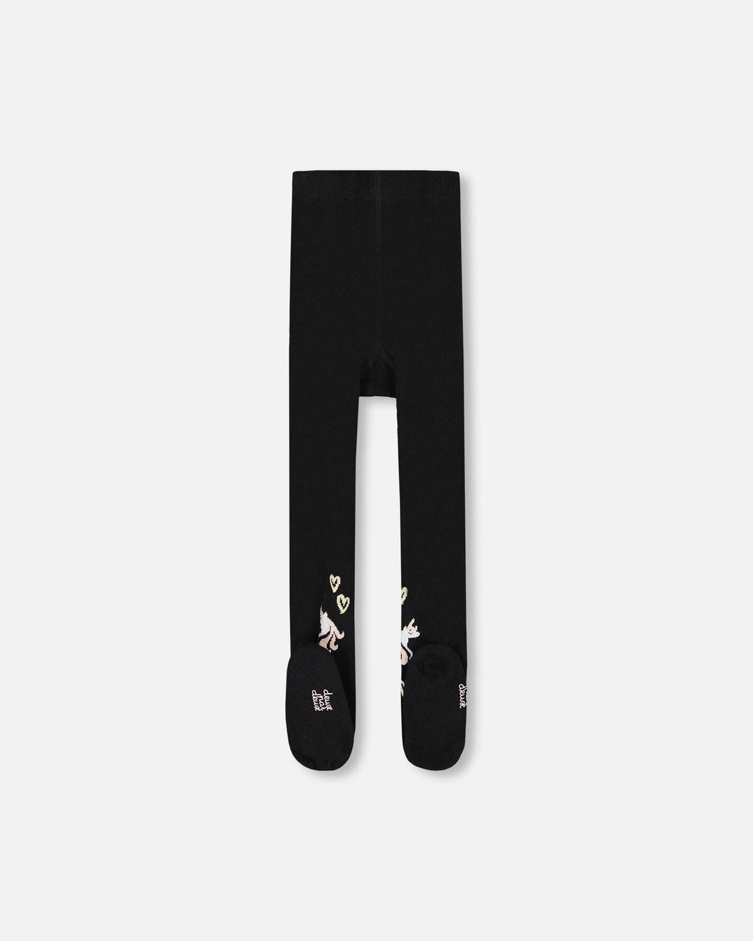 Knit Tights Black With Unicorns And Hearts