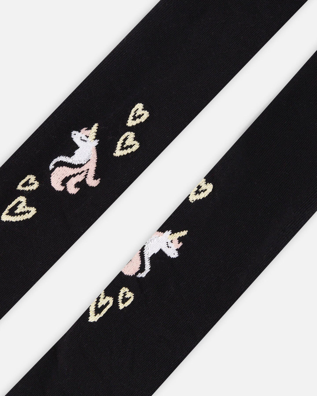 Knit Tights Black With Unicorns And Hearts