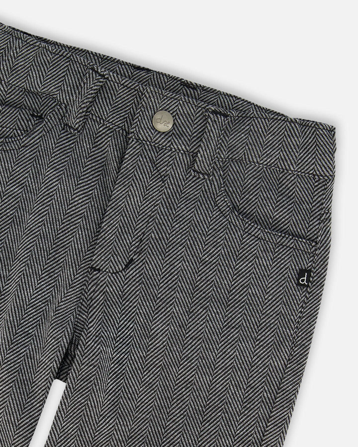 Stretch Jacquard Pants Grey Herringbone