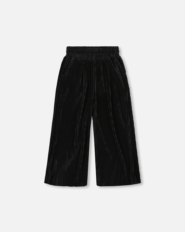 Wide Leg Pleated Pants Black