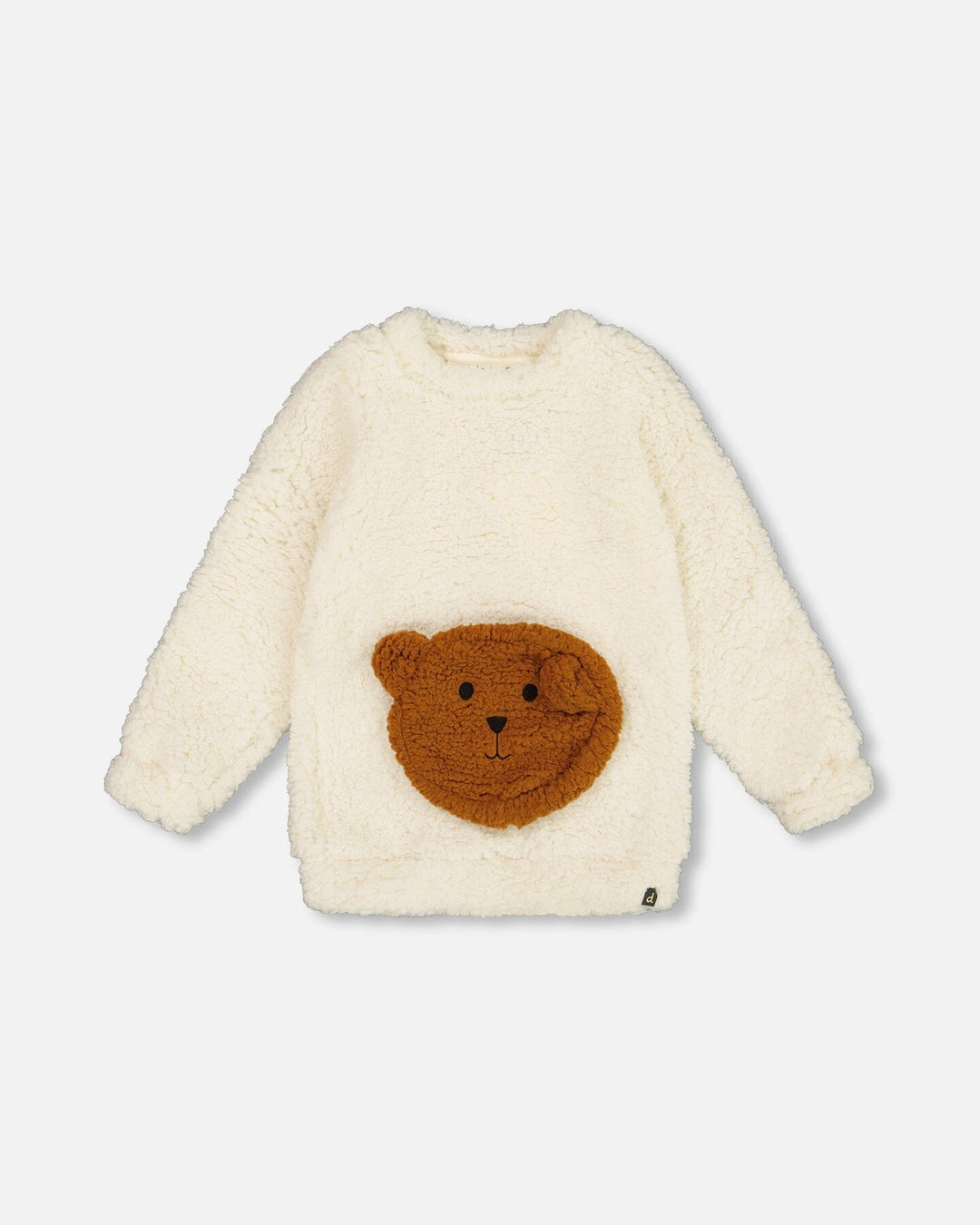 Plush Tunic Off-White With Bear Pocket