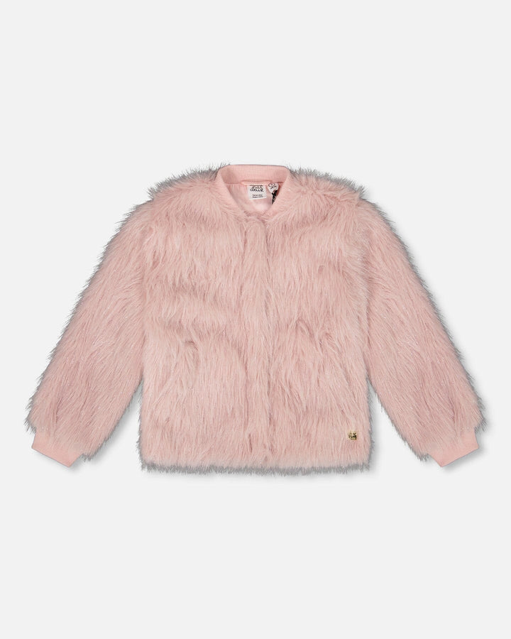 Short Faux Fur Coat Dusty Pink