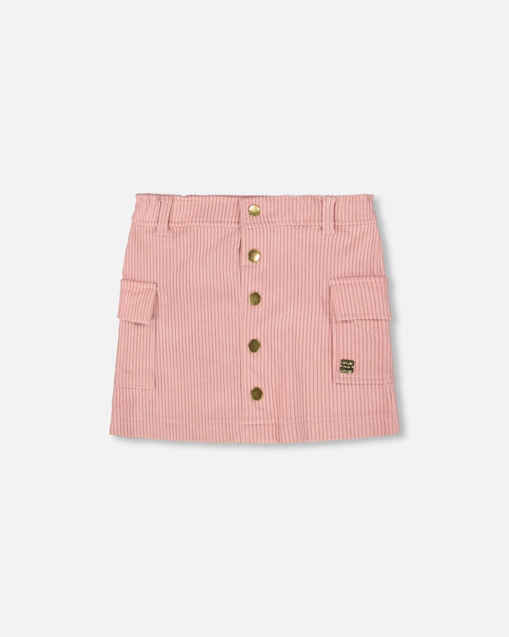 Corduroy Skirt With Cargo Pockets Dusty Pink