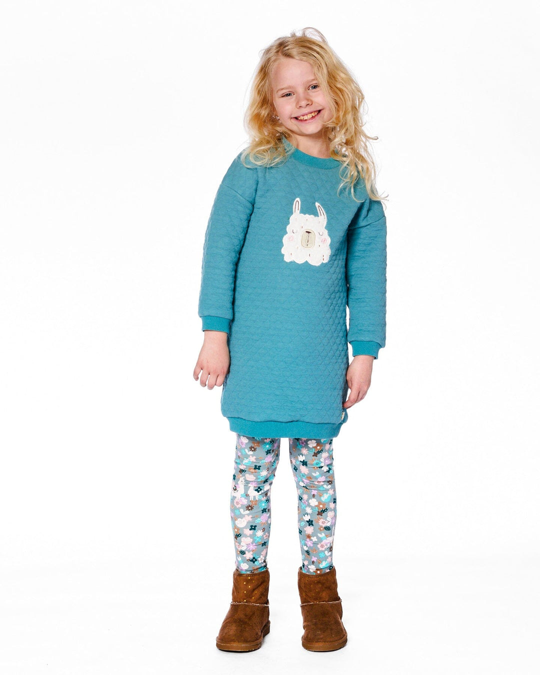 Quilted Tunic Dress Turquoise Blue