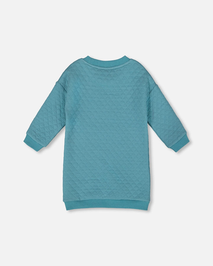 Quilted Tunic Dress Turquoise Blue