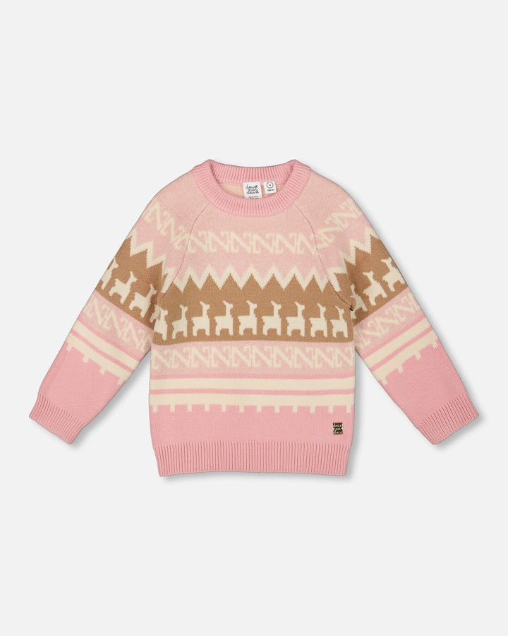 Llama Jacquard Sweater Dusty Pink