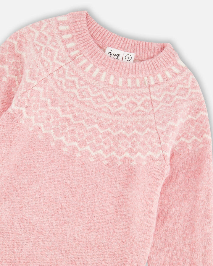 Knitted Dress With Norvegian Jacquard Dusty Pink