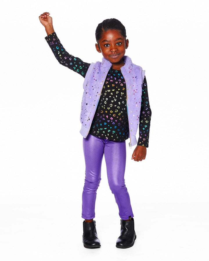Shiny Stretch Leggings Purple