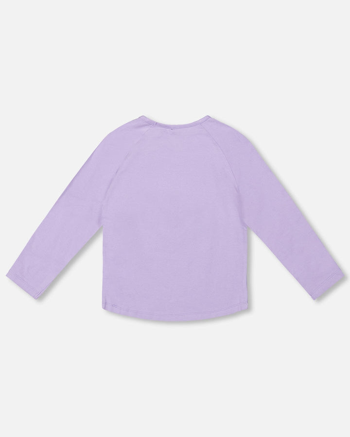 Organic Cotton Long Sleeve T-Shirt Lavender With Sequin Unicorn