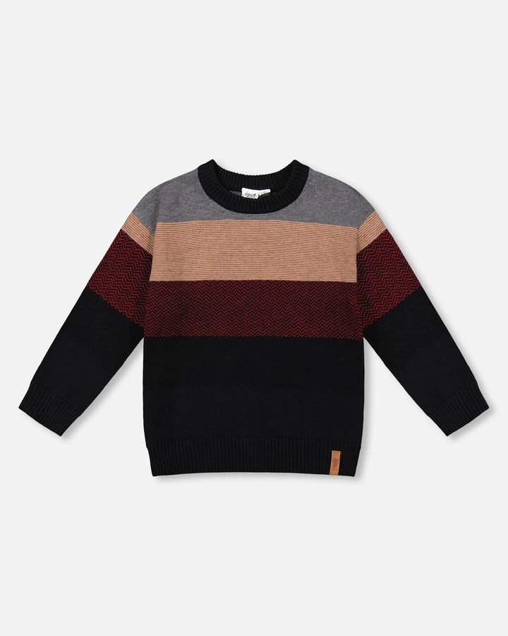 Color Block Knit Sweater Red And Black