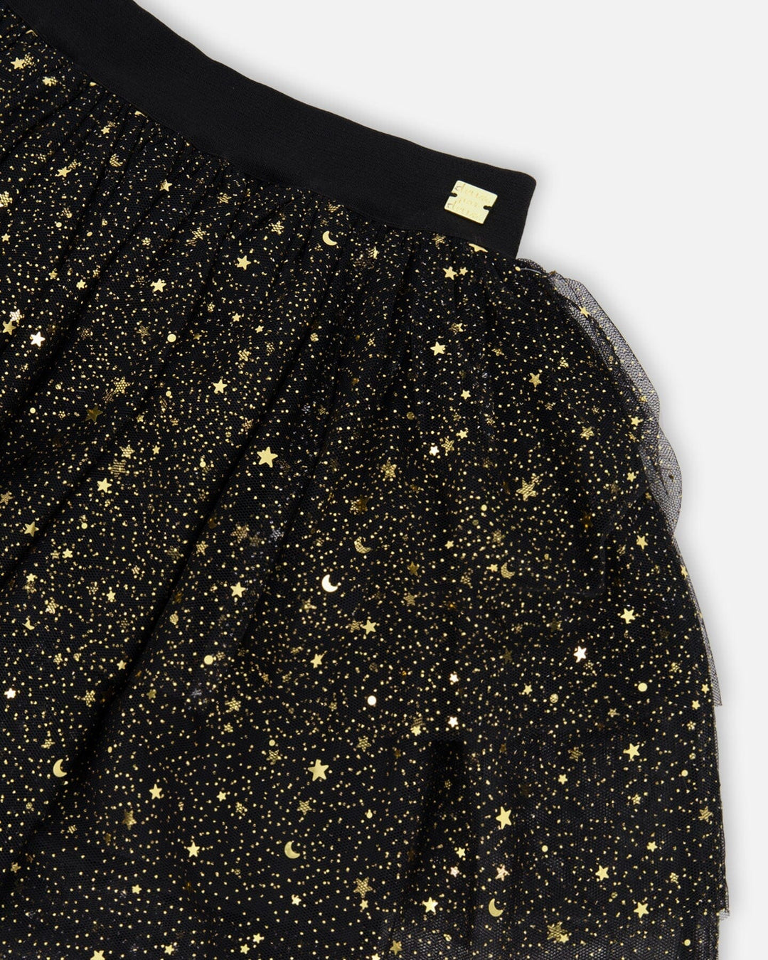 Multi Layer Glittering Mesh Skirt Black