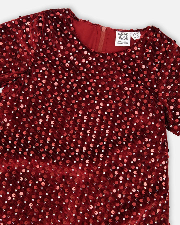 Velvet Short Sleeve Dress Red