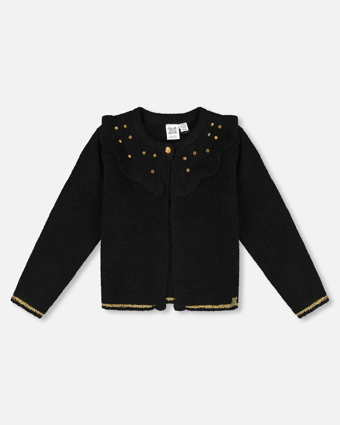 Knitted Cardigan With Rhinestones Black