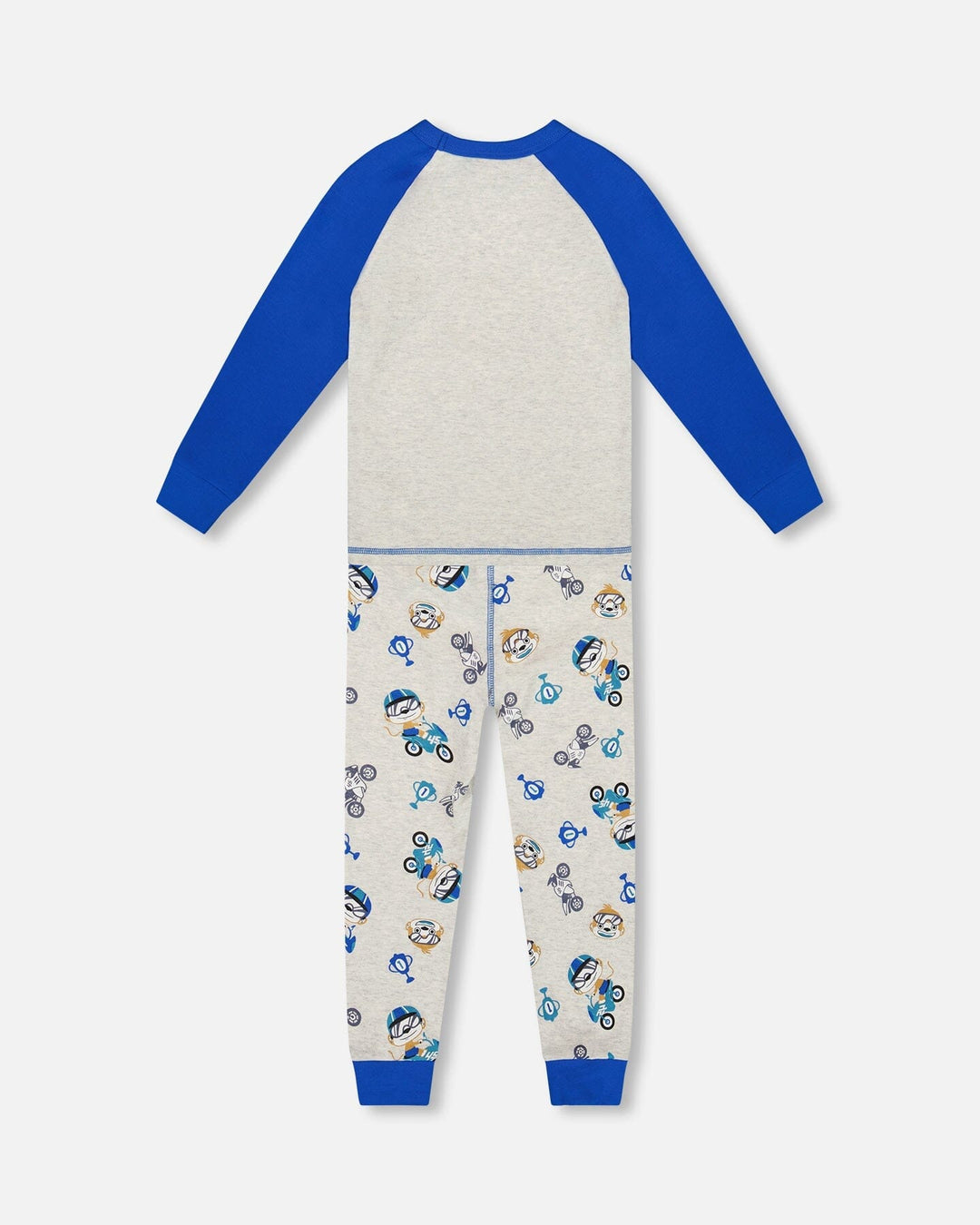 Two-Piece Organic Cotton Pajama Set Beige Monkey Print