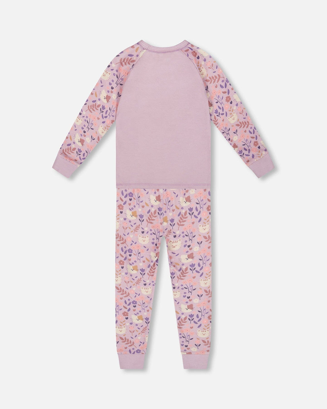 Organic Cotton Two-Piece Pajamas Lilac Cat Print