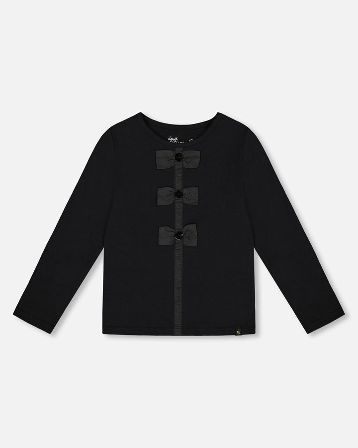 Long Sleeve Organic Cotton Jersey Bow Tee Black