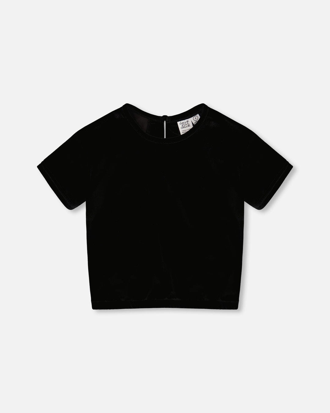 Short Sleeve Stretch Velour Top Black