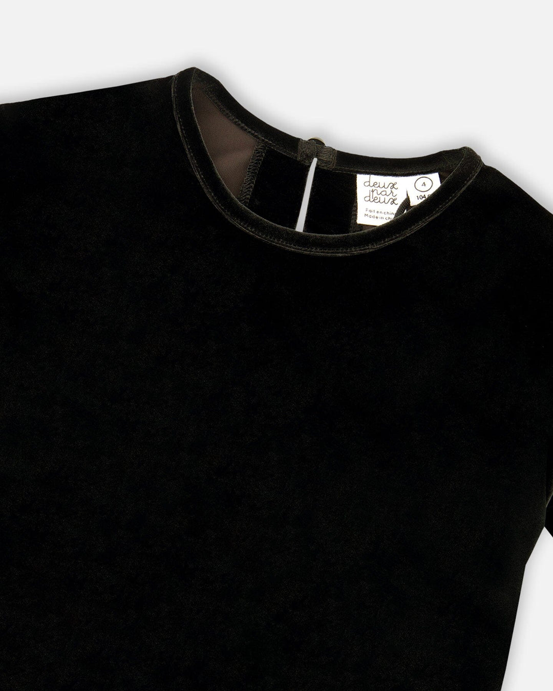 Short Sleeve Stretch Velour Top Black
