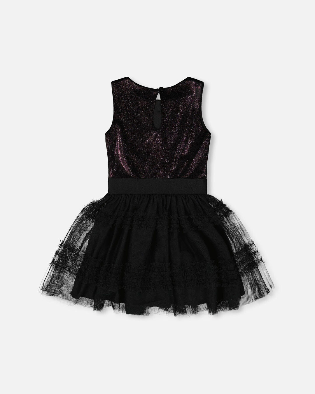 Sleeveless Bi-Material Velour And Mesh Dress Black