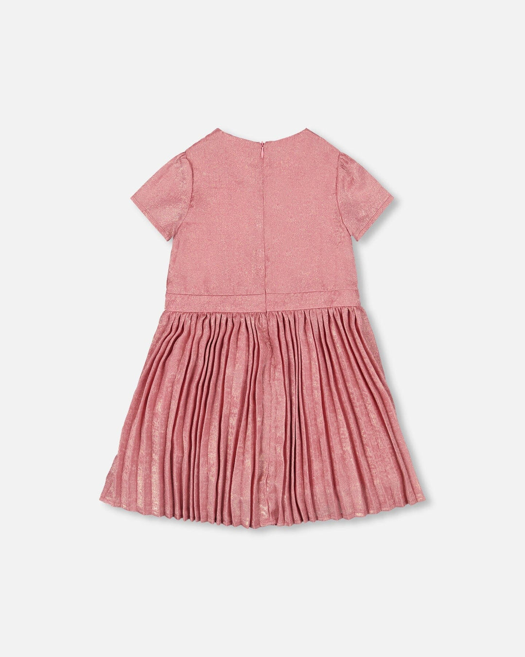 Short Sleeve Dress With Pleated Skirt Dusty Pink