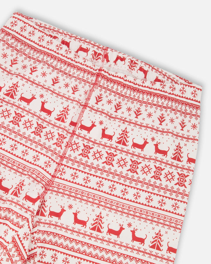Adult Men Organic Cotton Two-Piece Pajama Set Red And White Fairisle