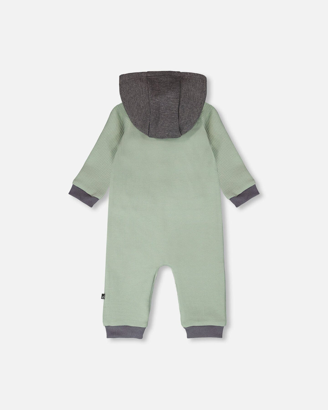 One-Piece Waffle Romper With Pocket Jade Green