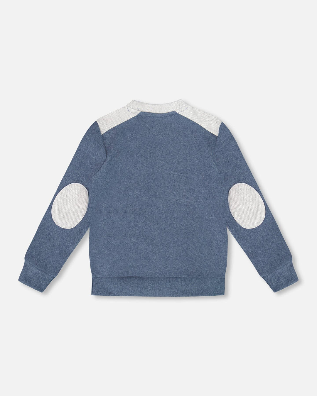 Super Soft Long Sleeve Flat Back Rib Top With Elbow Patches Navy Blue