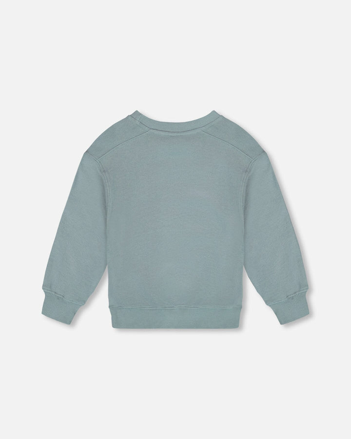 Animated Print French Terry Sweatshirt Sage Green