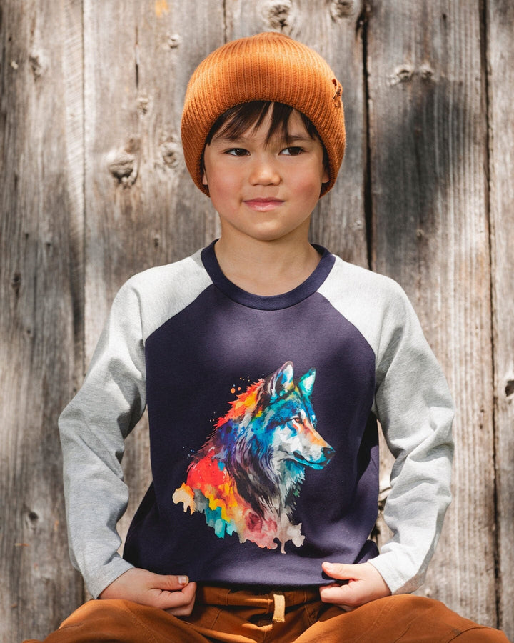 Long Raglan Sleeve Jersey Tee Navy Blue