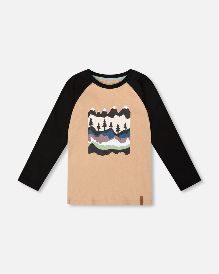 Long Raglan Sleeve Jersey Tee Beige