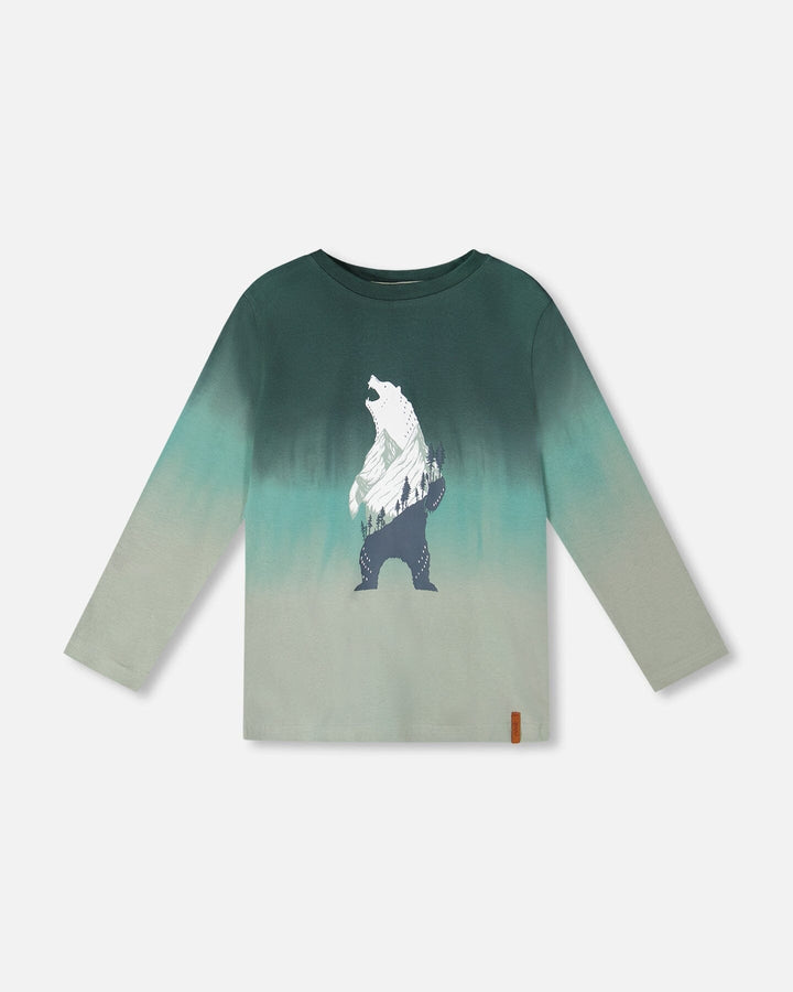 Long Sleeve Organic Cotton Gradient Jersey Tee Bottle Green