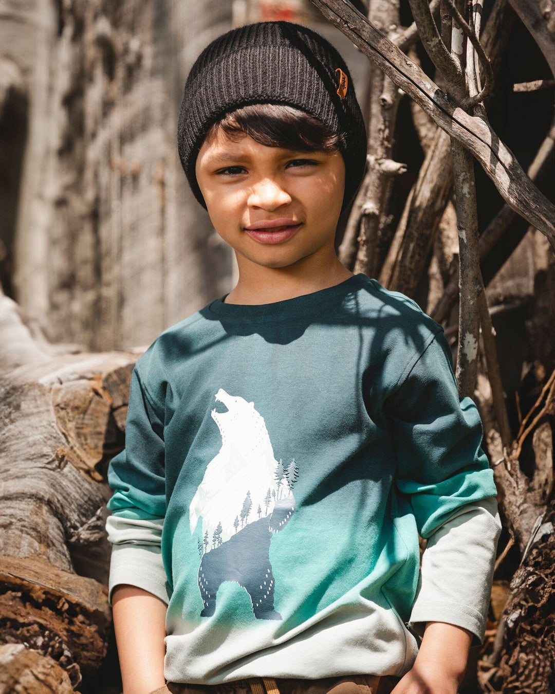 Long Sleeve Organic Cotton Gradient Jersey Tee Dark Teal
