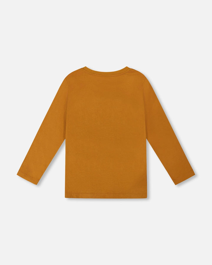 Long Sleeve Cotton Jersey Tee Shirt Orange Brown