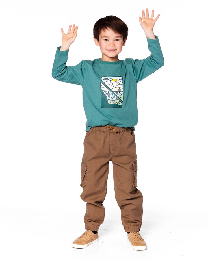 Long Sleeve Cotton Jersey Tee Shirt Sage Green