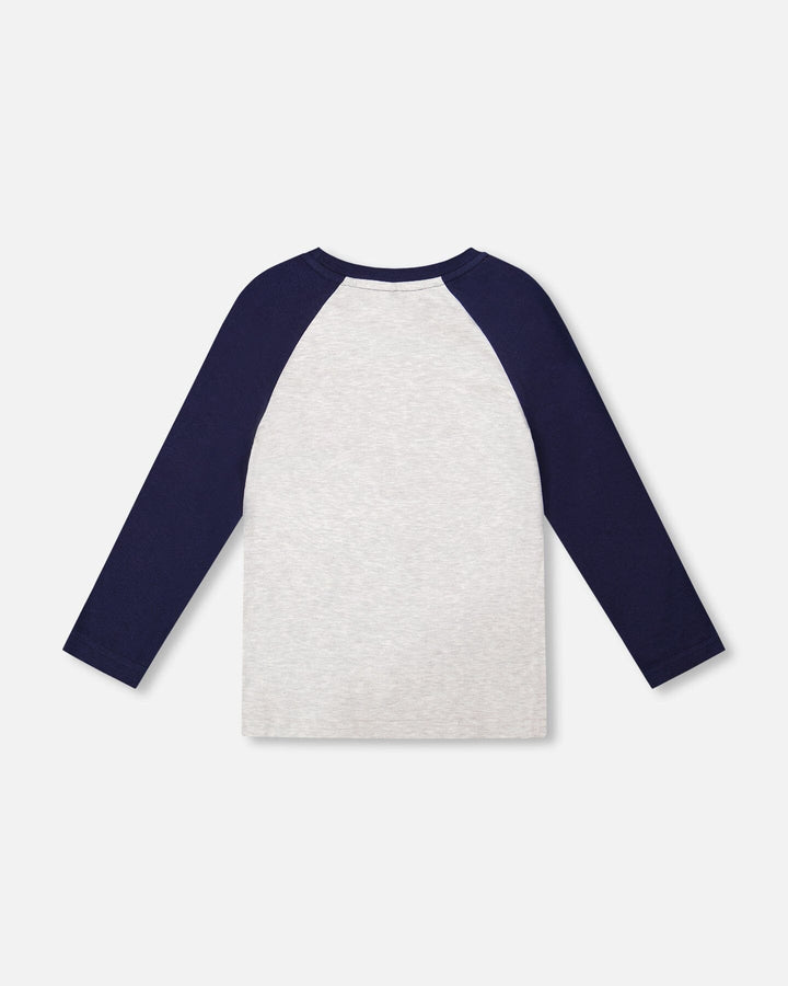 Organic Cotton Raglan Sleeve Tee Shirt Light Heather Grey