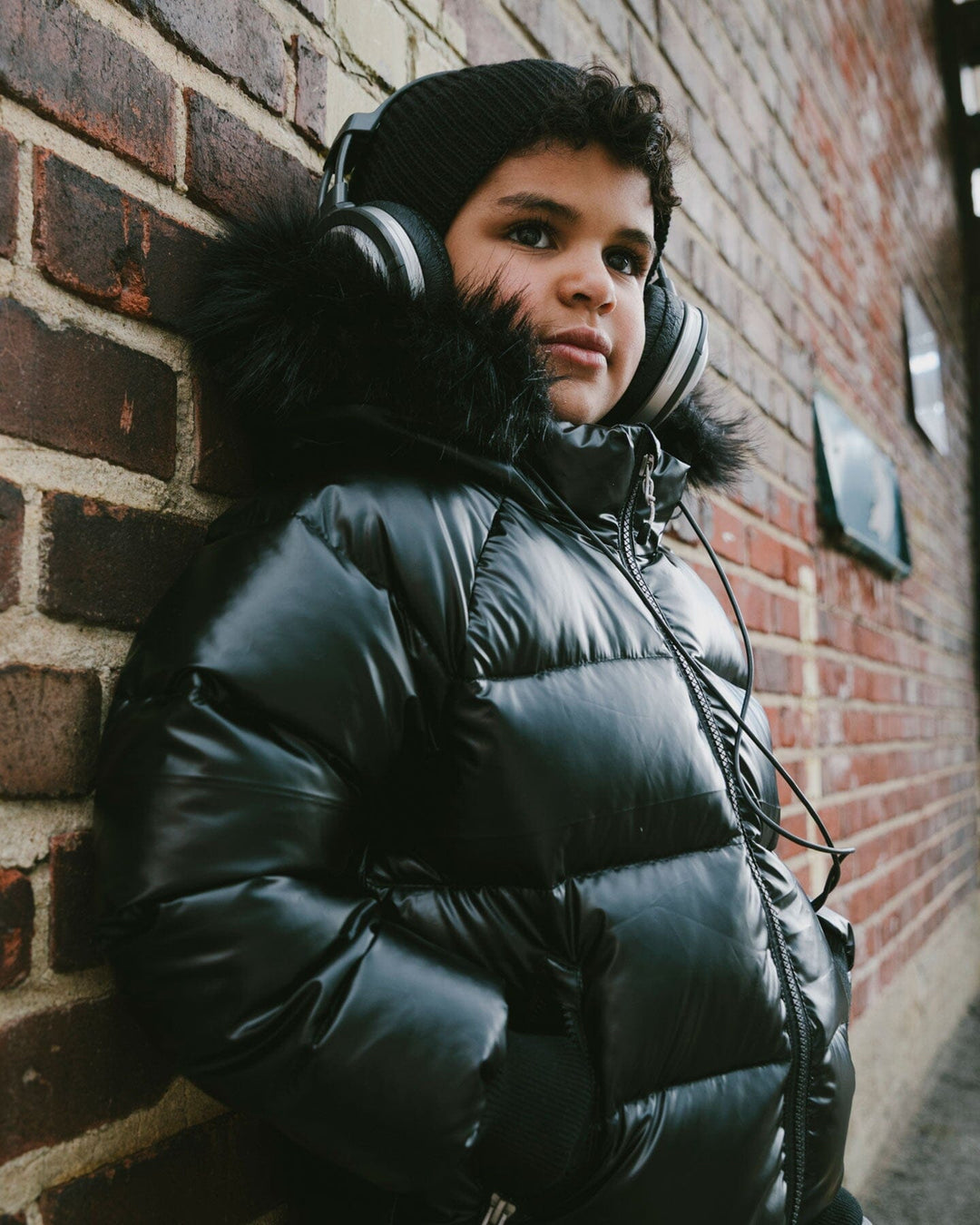 Black Quilted Bomber-Style Winter Coat