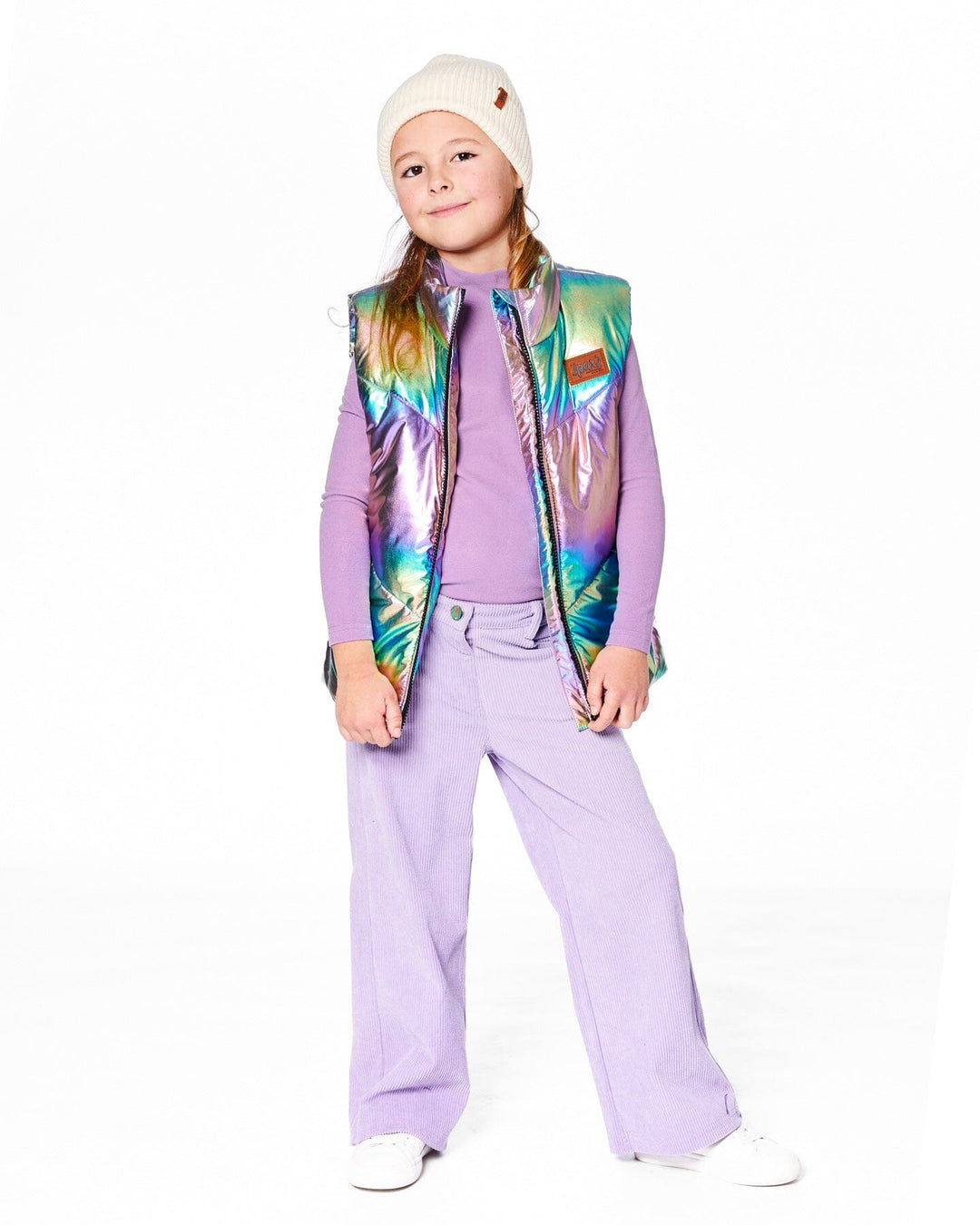Quilted Mid-Season Sleeveless Vest Metallic Multicolor