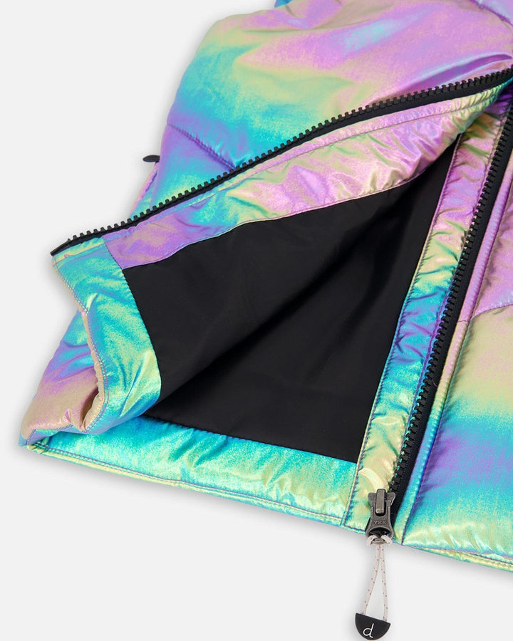 Quilted Mid-Season Sleeveless Vest Metallic Multicolor