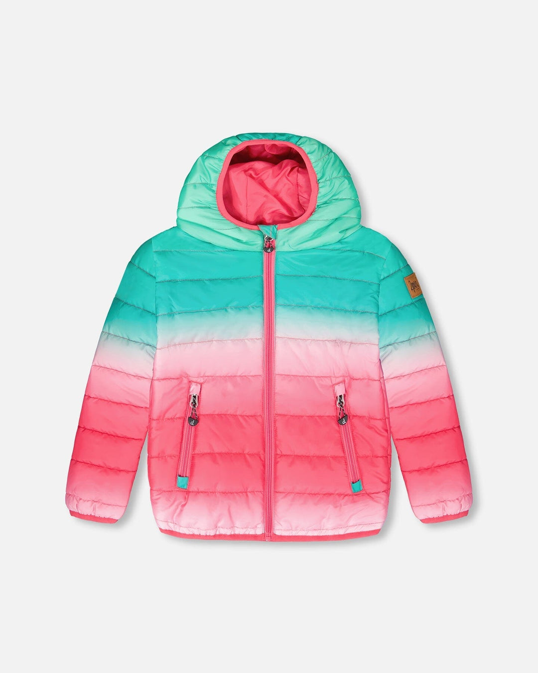 Quilted Mid-Season Jacket Green And Pink Gradient