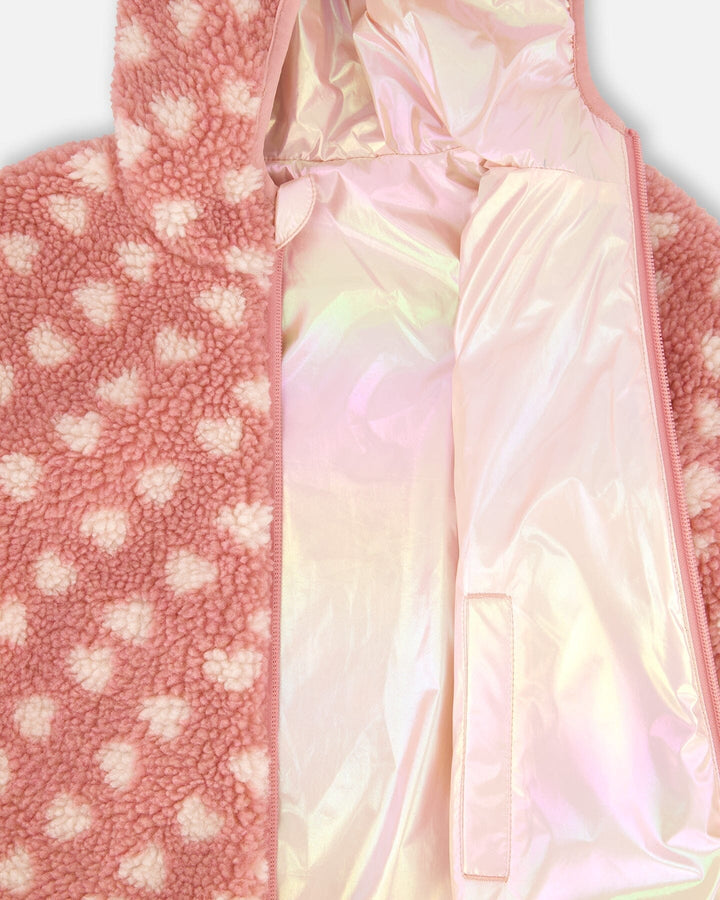 Reversible Mid-Season Sherpa Jacket Pink Heart