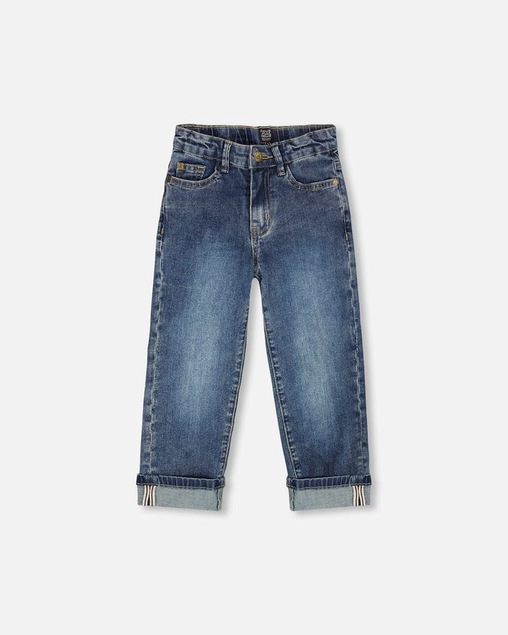 Stretch Jeans Dark Blue With Rolled Cuffs