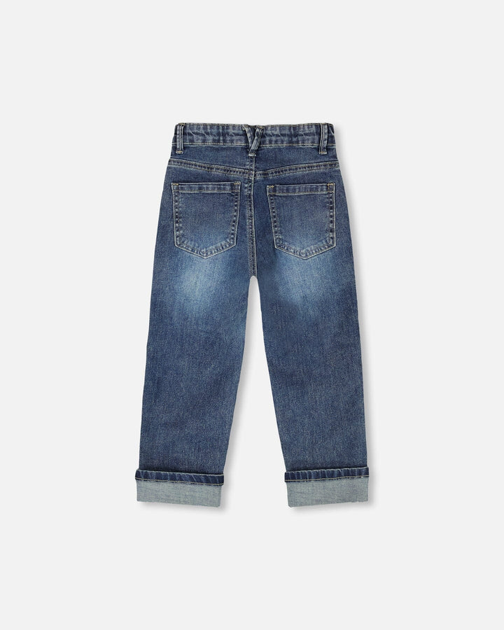 Stretch Jeans Dark Blue With Rolled Cuffs