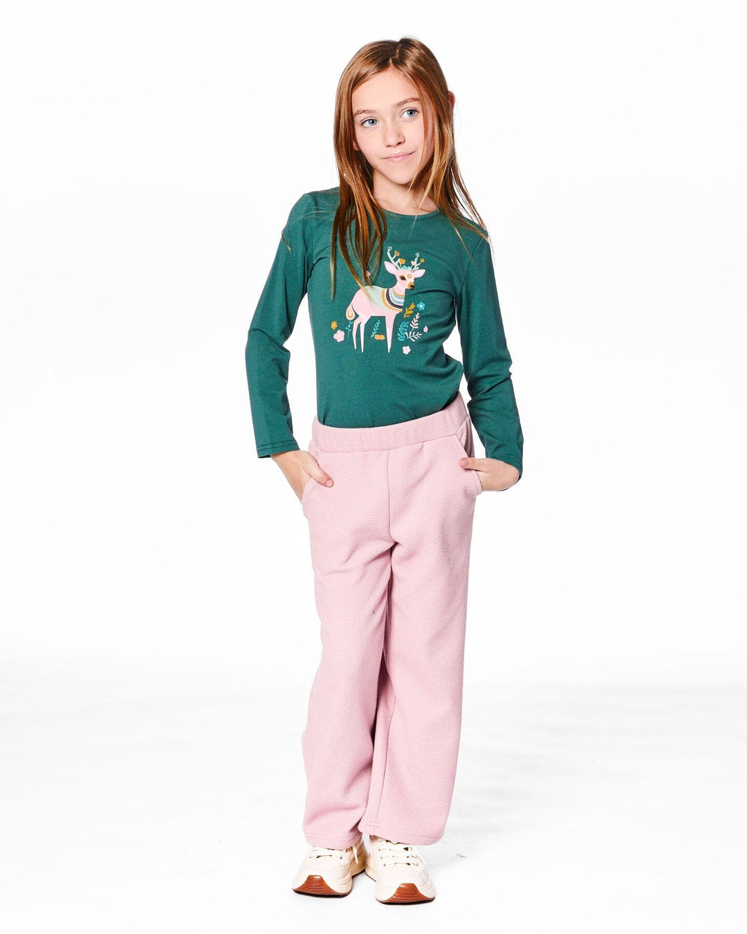 Waffle Flare Leg Pants Dusty Pink