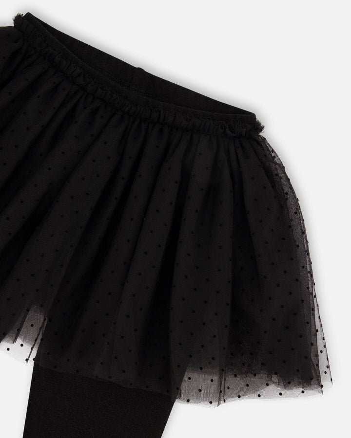 Leggings With Tulle Skirt Black