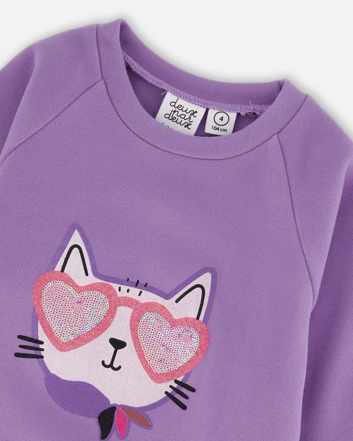 Tunic Tee With Graphic Print Purple Gray