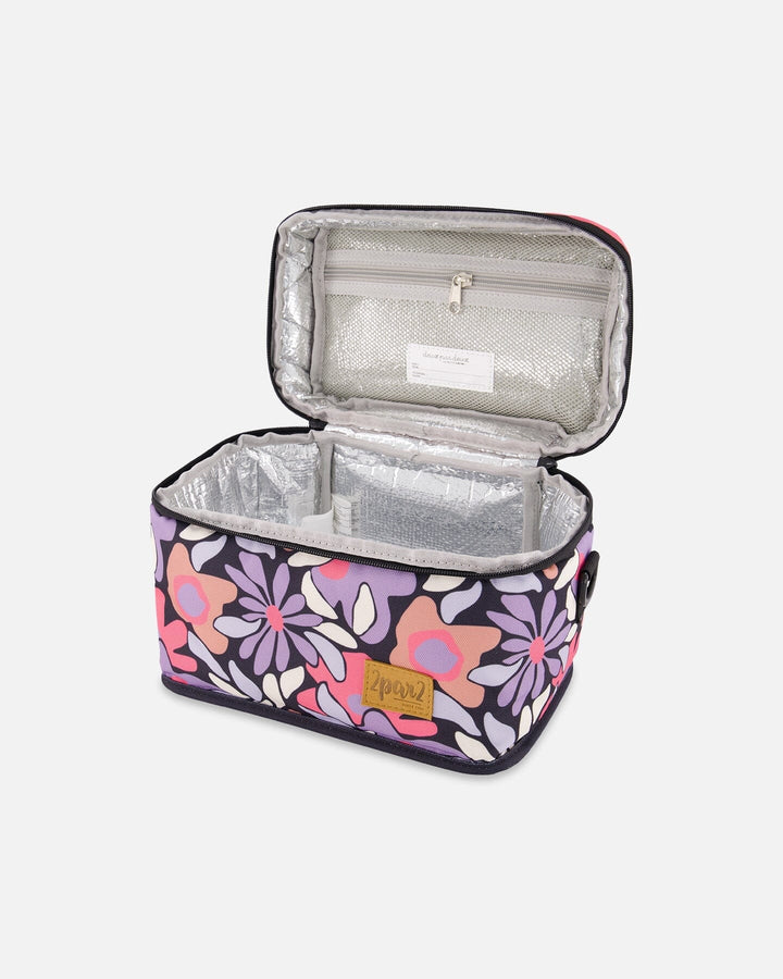Lunch Box Black Retro Flower Print