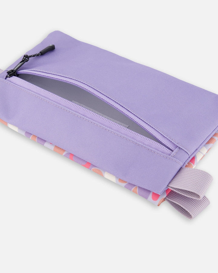 Double Pencil Case Lilac Retro Flower Print